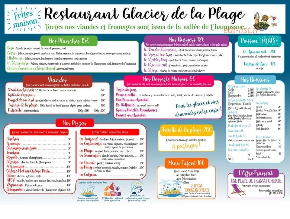 Restaurant glacier de la plage à Saint Julien En Champsaur menu et photos