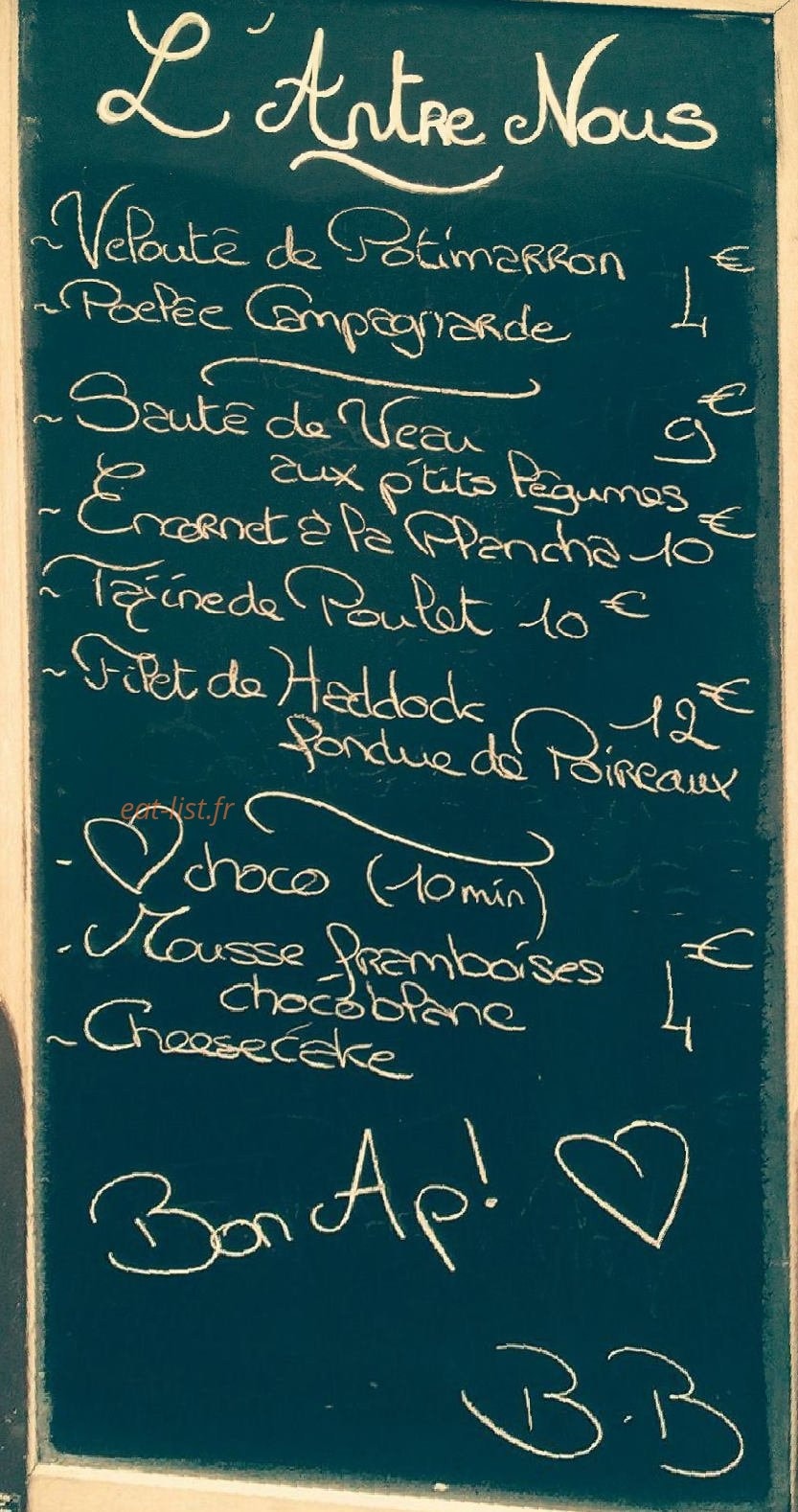 L Antre Nous à Dinan menu et photos