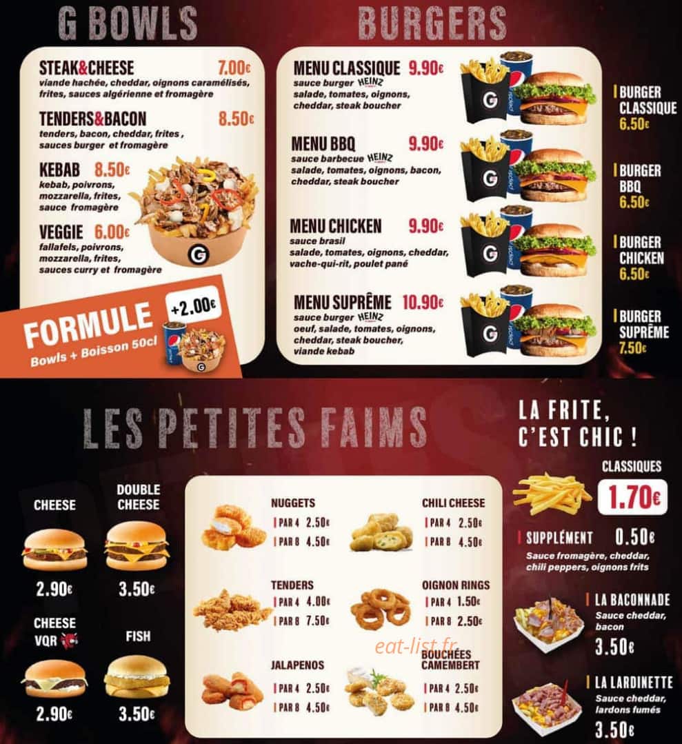 G Tacos L Isle D Abeau Menu Et Photos