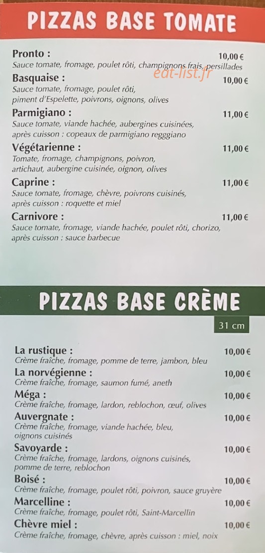 La Pizza Au Feu De Bois Firminy Menu Et Photos