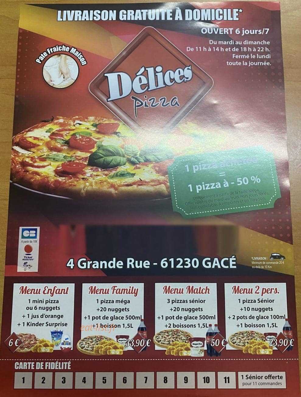 Délice Pizza à Gace menu et photos