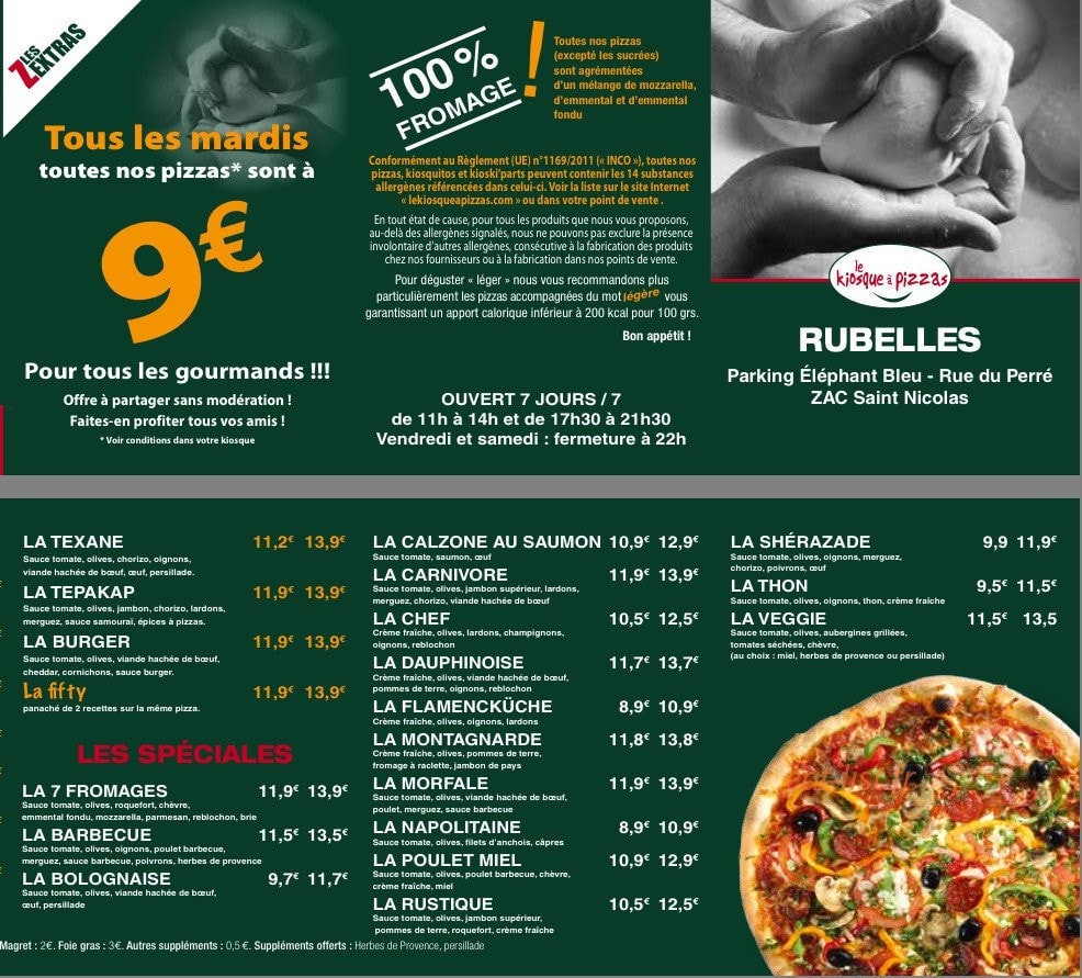 Le Kiosque Pizzas Rubelles Menu Et Photo