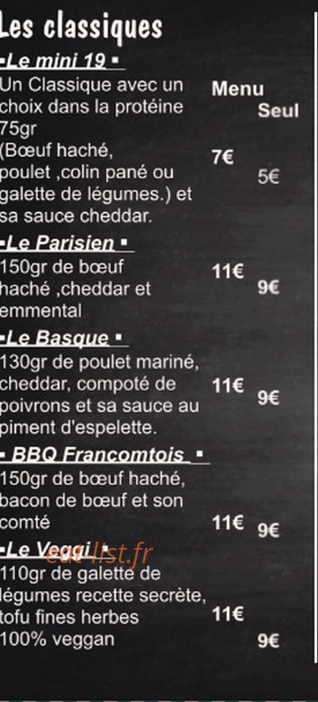 Le XIX Burger à la Francaise à Triel Sur Seine menu et photos