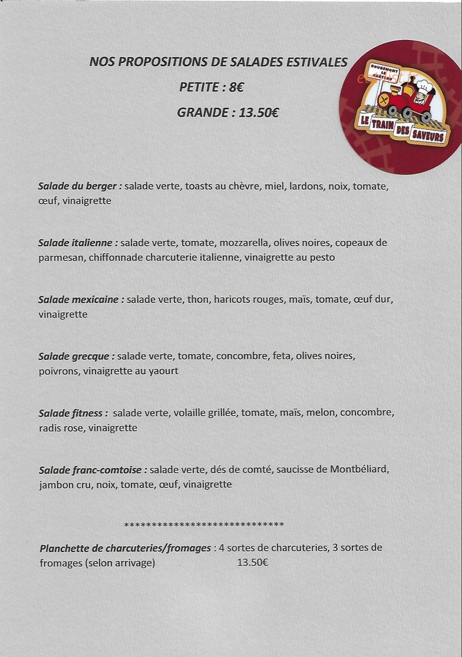 Le Train Des Saveurs Rougemont Le Chateau Menu Et Photos