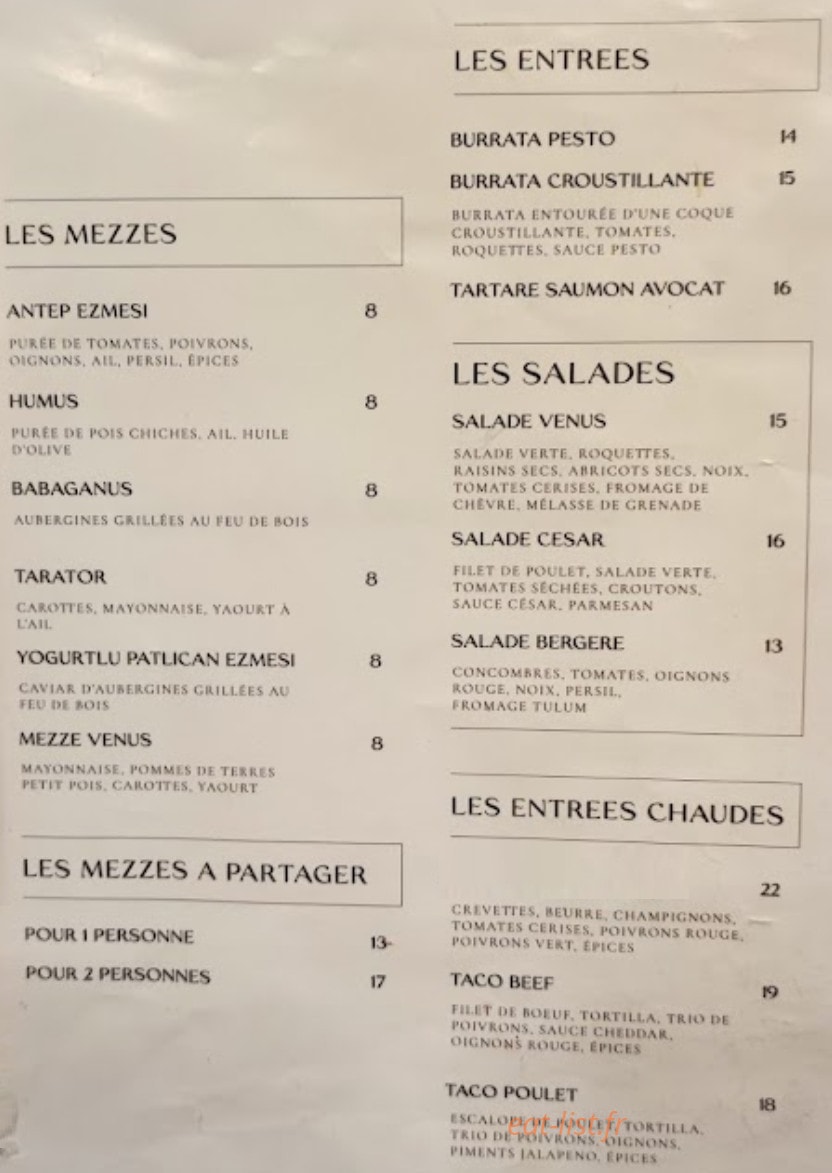 Venus Steak house à Les Pavillons Sous Bois menu et photos