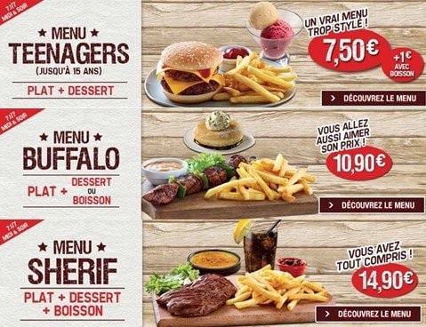  Le menu adolescents et les menus adultes  