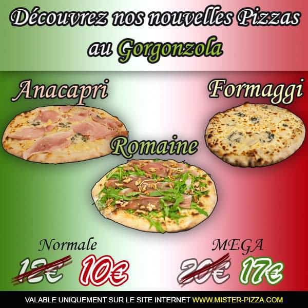  3 pizzas à base de Gorgonzola  