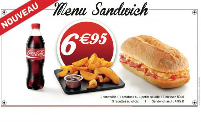  Capture d'écran de l'offre Menu Sandwich  