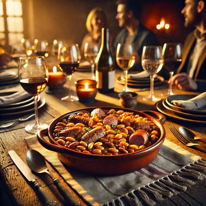  Cassoulet sur une table de restaurant  