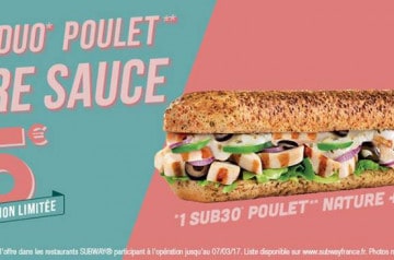 Bon plan chez Subway : le menu DUO en promo