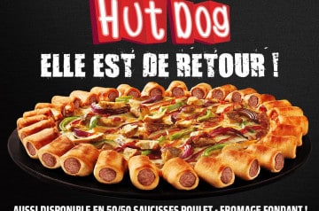La 1ère pâte à pizza fourrée de hot-dog chez Pizza Hut