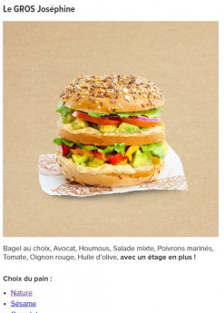 Menu Bagelstein - Bagel Le gros Josephine