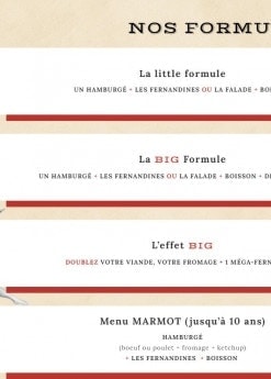 Menu Big Fernand - Les formules