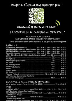 Menu Bistro Régent - Les boissons