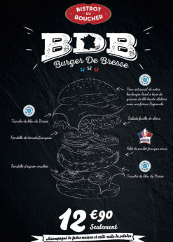Menu Bistrot du boucher - Le burger de bresse - carte hiver 2020 Bourg en Bresse