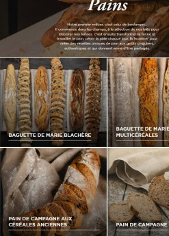 Menu Boulangerie Marie Blachère - Les pains