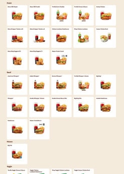 Menu Burger King - Menus