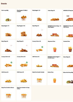 Menu Burger King - snacks