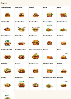 Menu Burger King - Burgers