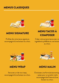 Menu Chamas Tacos - Menus classiques