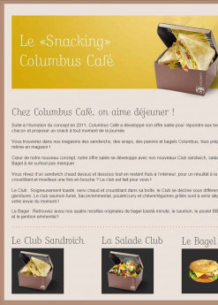 Menu Columbus café & co - Le snacking