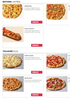 Menu Domino's pizza - Les pizzas