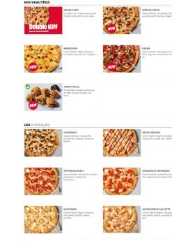 Menu Domino's pizza - Les nouveautés et iconiques