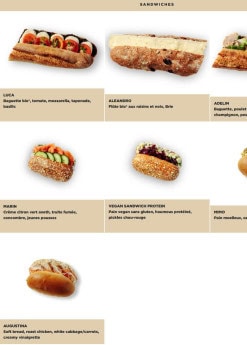 Menu Exki - Les sandwiches