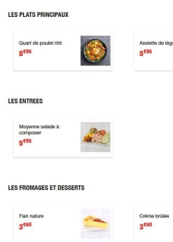 Menu Flunch - Les plats principaux