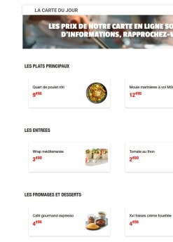 Menu Flunch - Carte du jour
