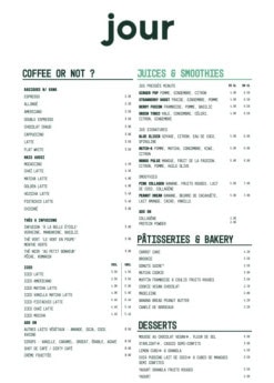 Menu Jour - Les cafés, pâtisseries et desserts,...