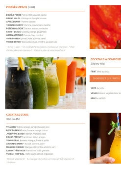 Menu Le Paradis Du Fruit - Cocktails a composer