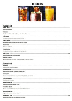 Menu Memphis - Cocktails