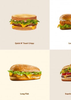 Menu Quick - Liste des burgers disponibles 2020