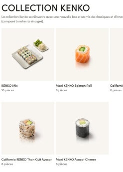 Menu Sushi Shop - Collection Kenko