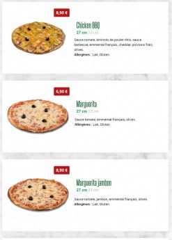 Menu Tutti Pizza - Pizzas 1 - prix pour 27 cm