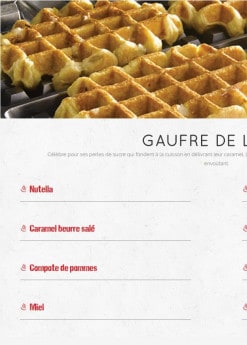 Menu Waffle factory - Les gaufres de Liège