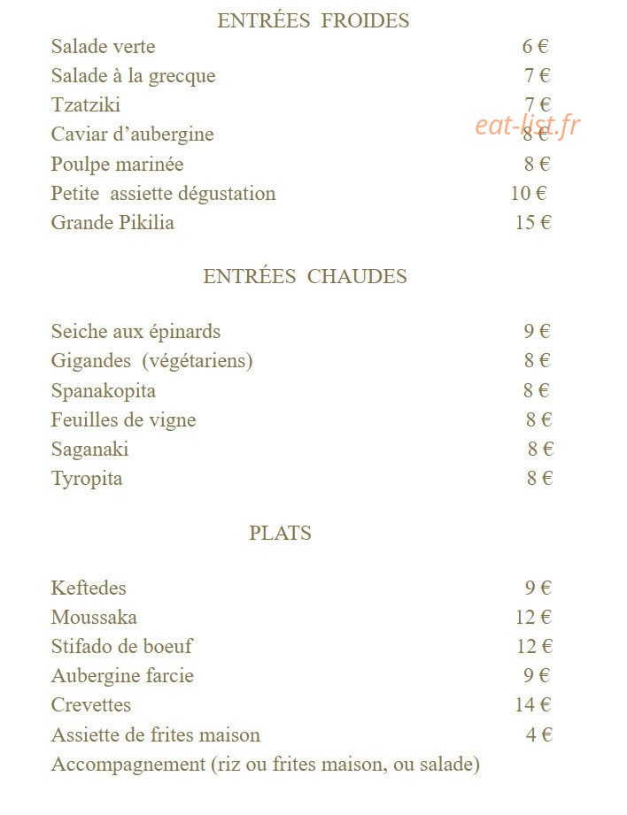 A L'huile D'olive — carte page 1