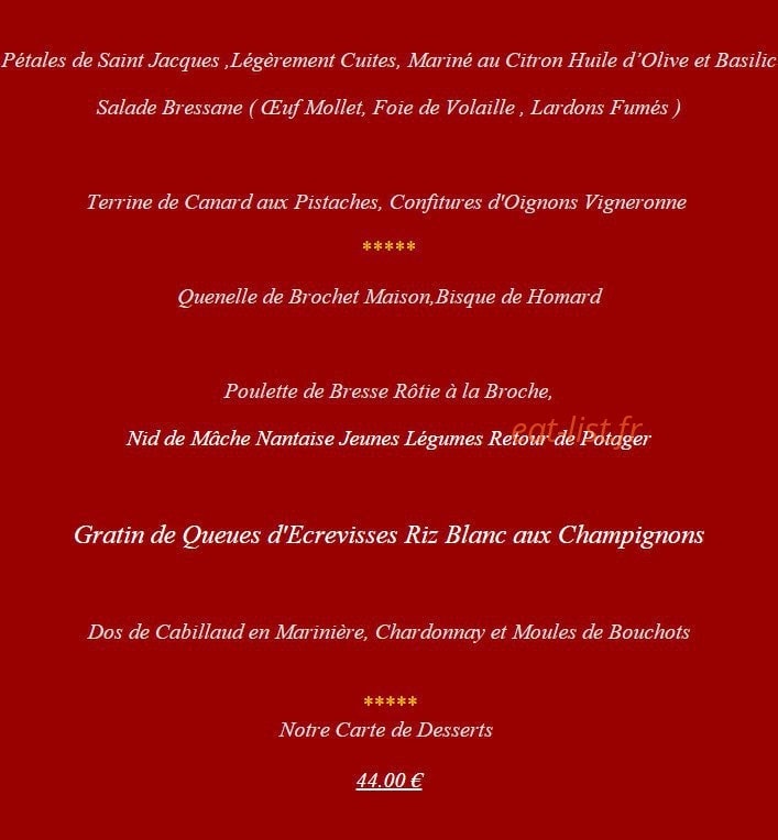 Auberge Bressane — carte page 3