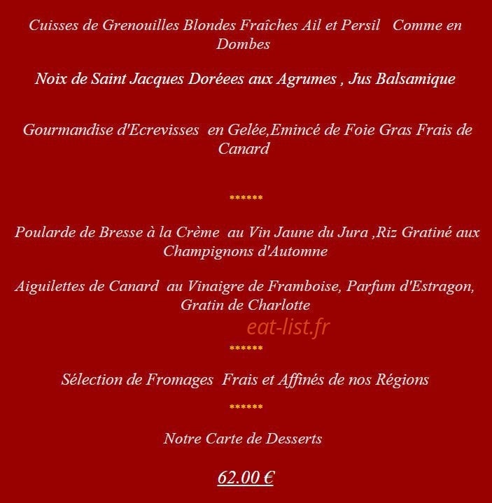 Auberge Bressane — carte page 1