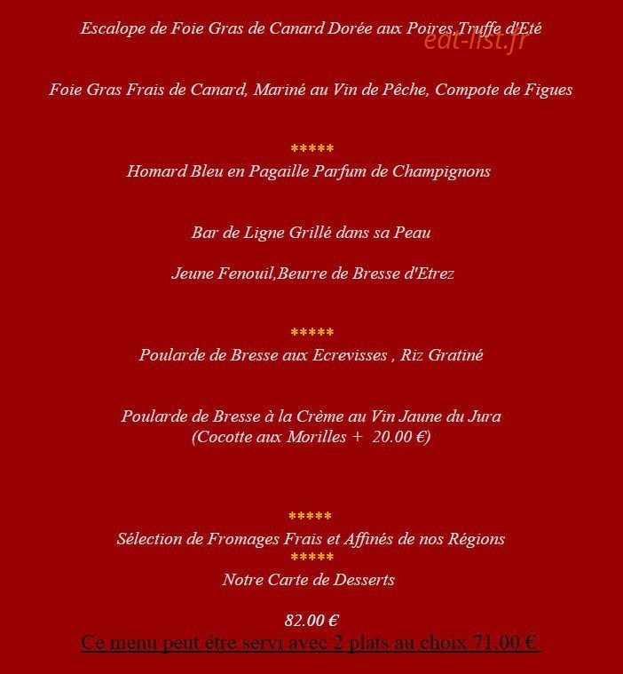 Auberge Bressane — carte page 2