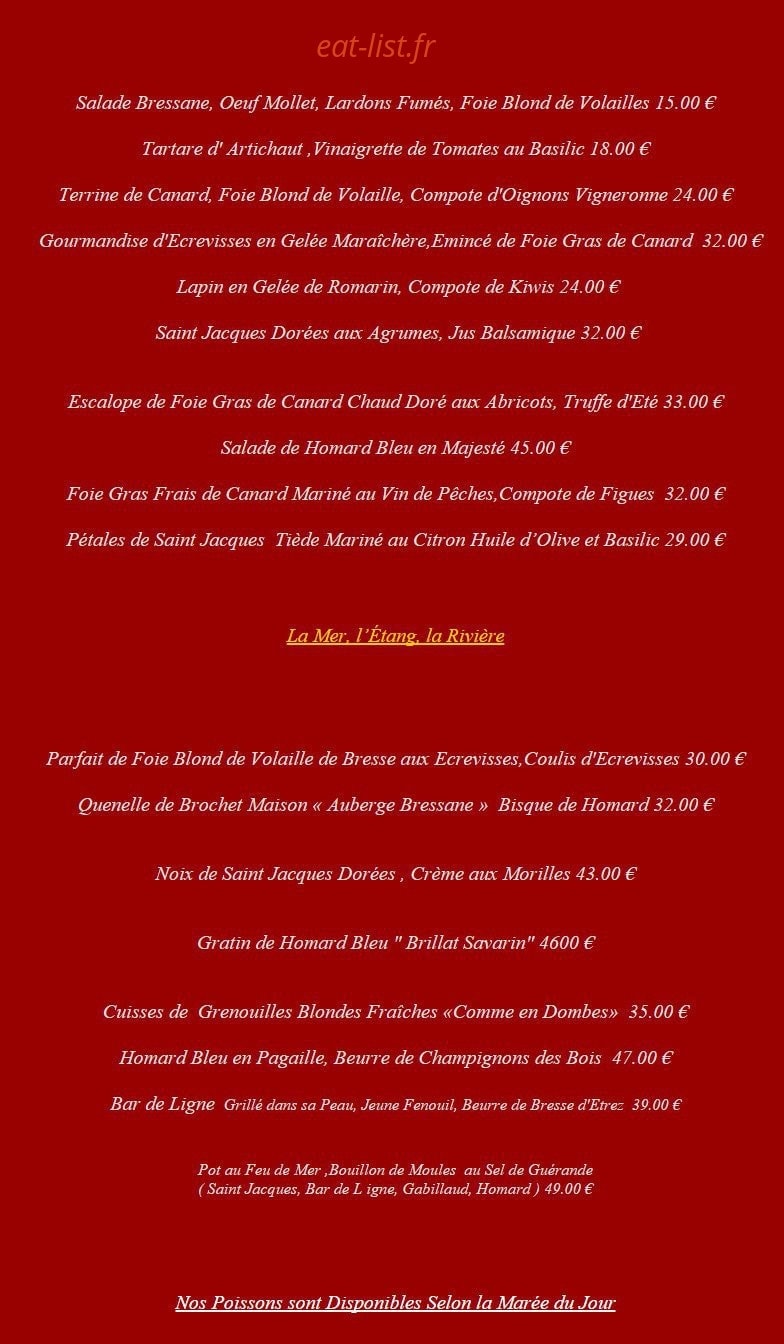 Auberge Bressane — carte page 5