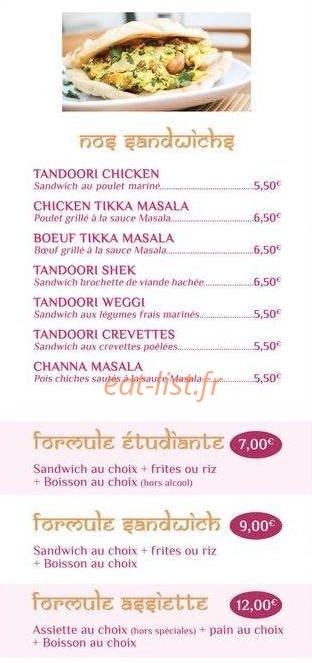 Bollyfood — carte page 2
