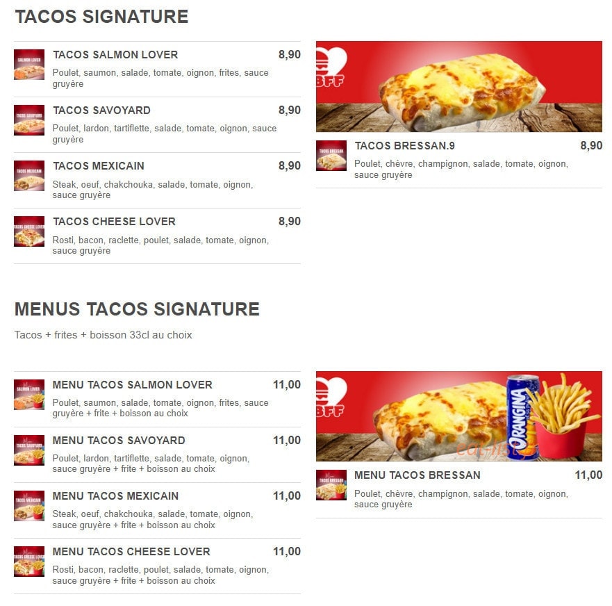Bourg Fast Food — carte page 3