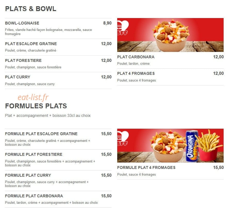 Bourg Fast Food — carte page 4