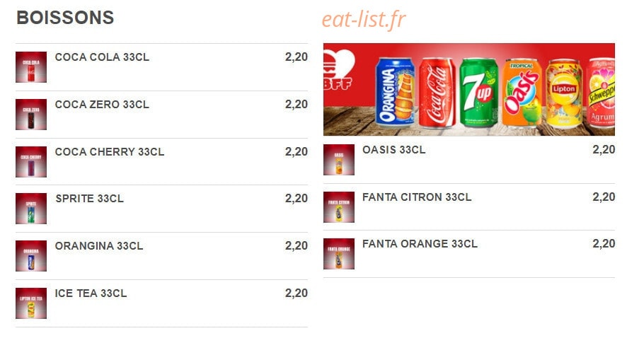 Bourg Fast Food — carte page 6