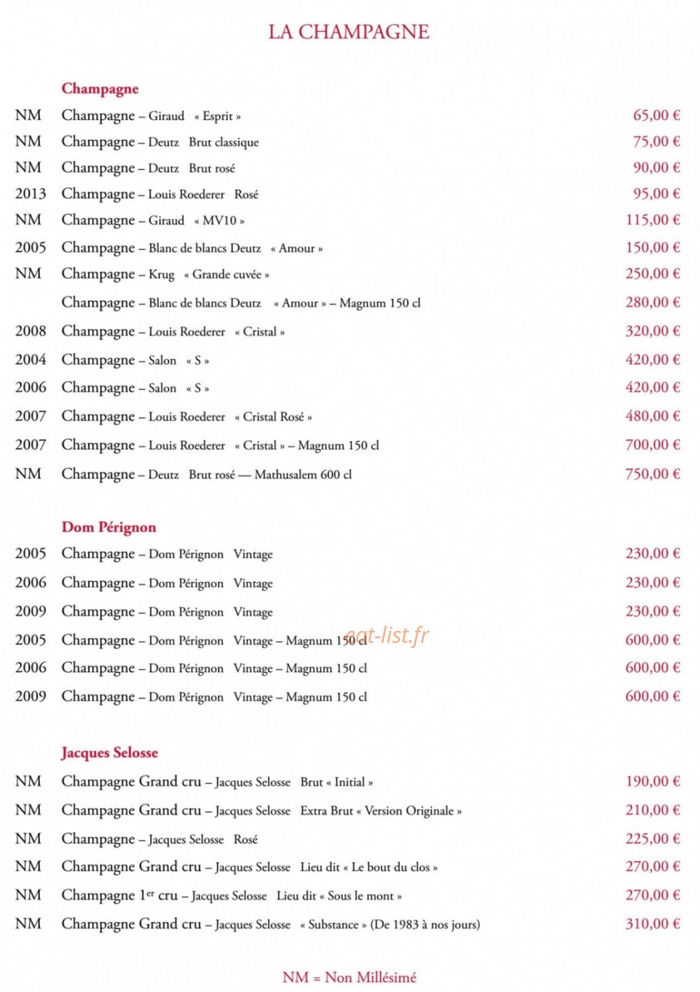 Carte et menu de Brasserie du Théâtre à Bourg en Bresse — La champagne