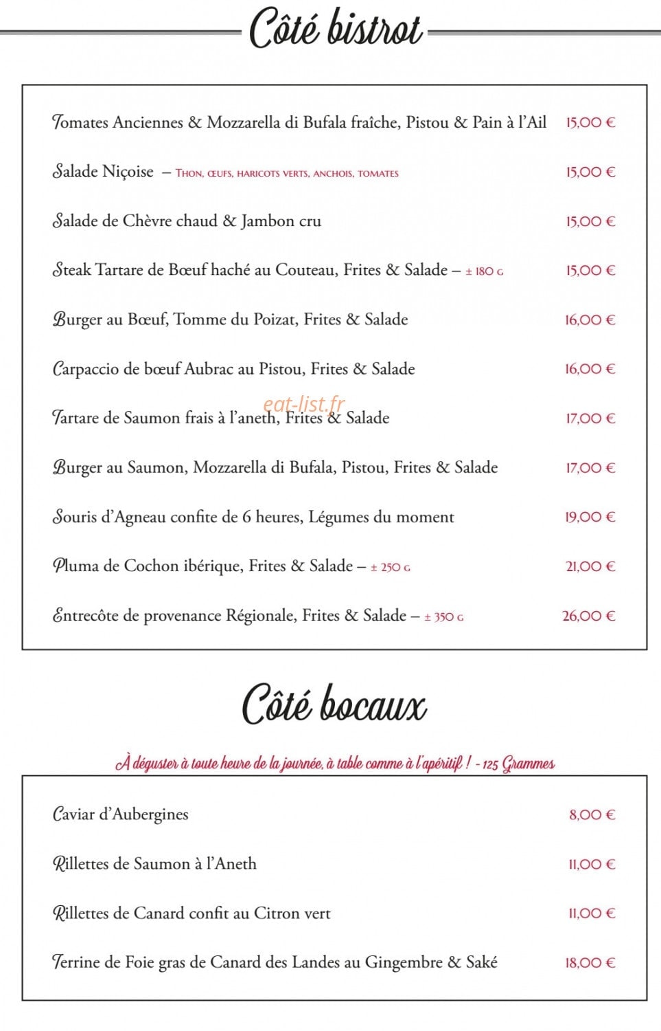 Carte et menu de Brasserie du Théâtre à Bourg en Bresse — Les assiettes