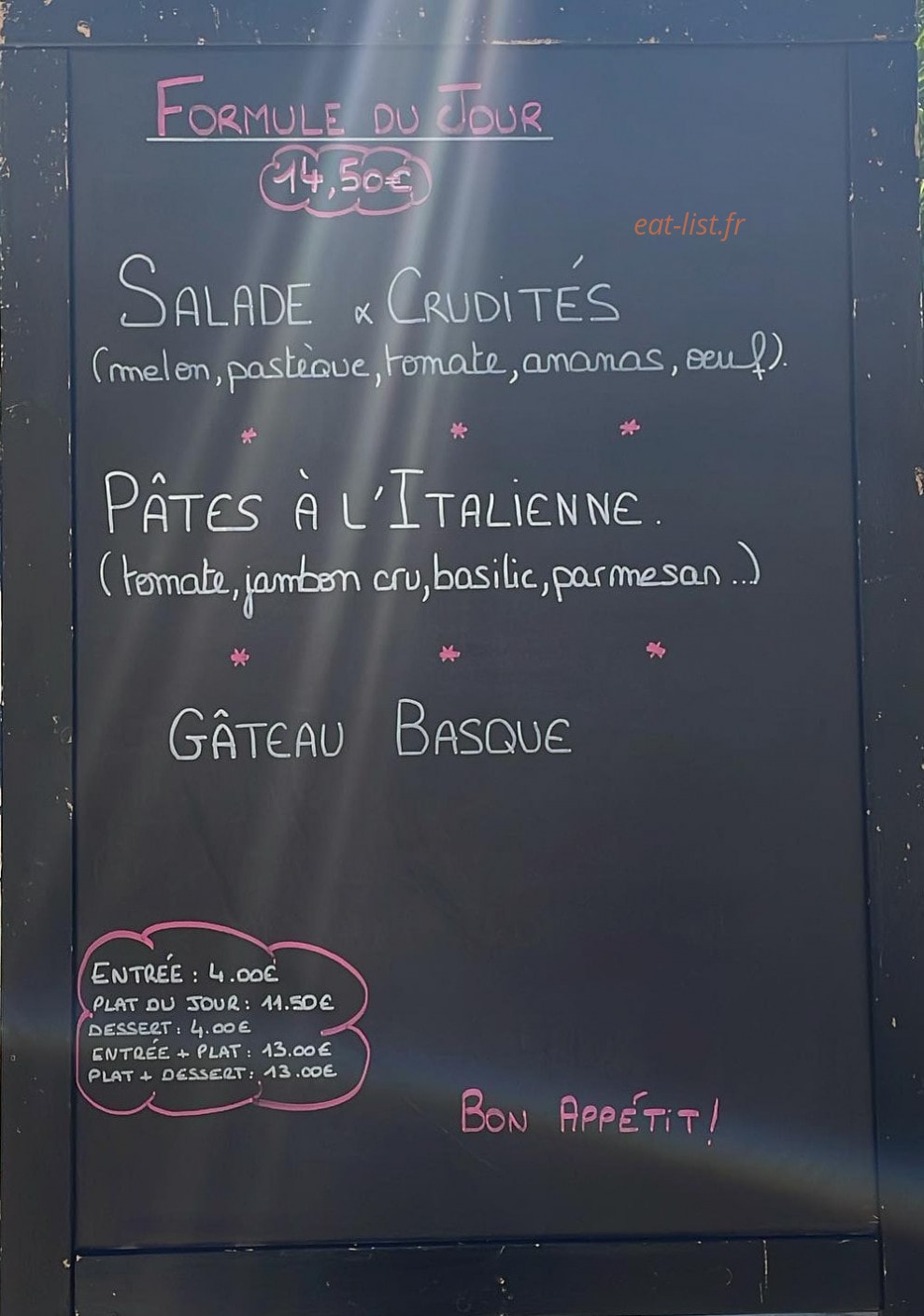 Brasserie XO — carte page 1