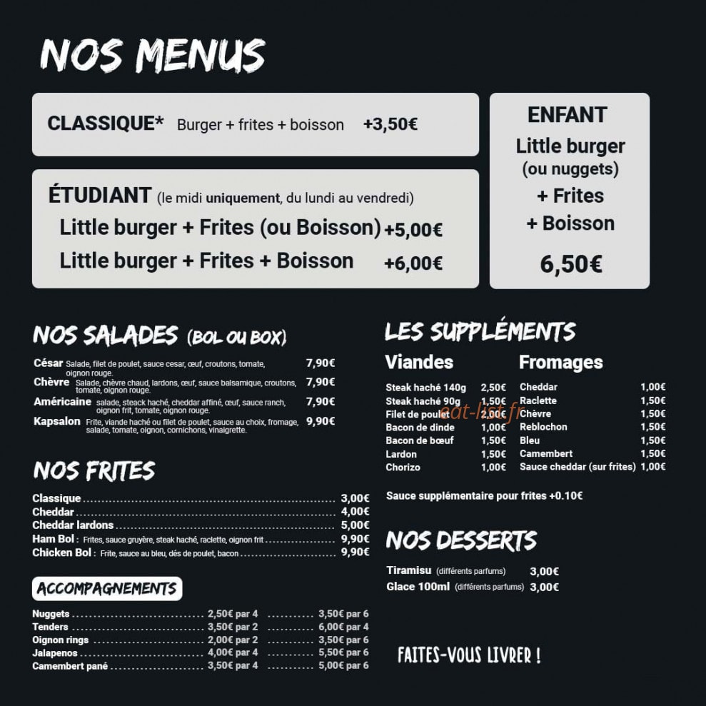 Burger du Boucher — carte page 2